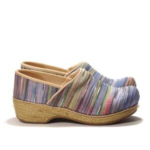 DANSKO Pro Jute Artisan Weave Striped Clogs Size 39